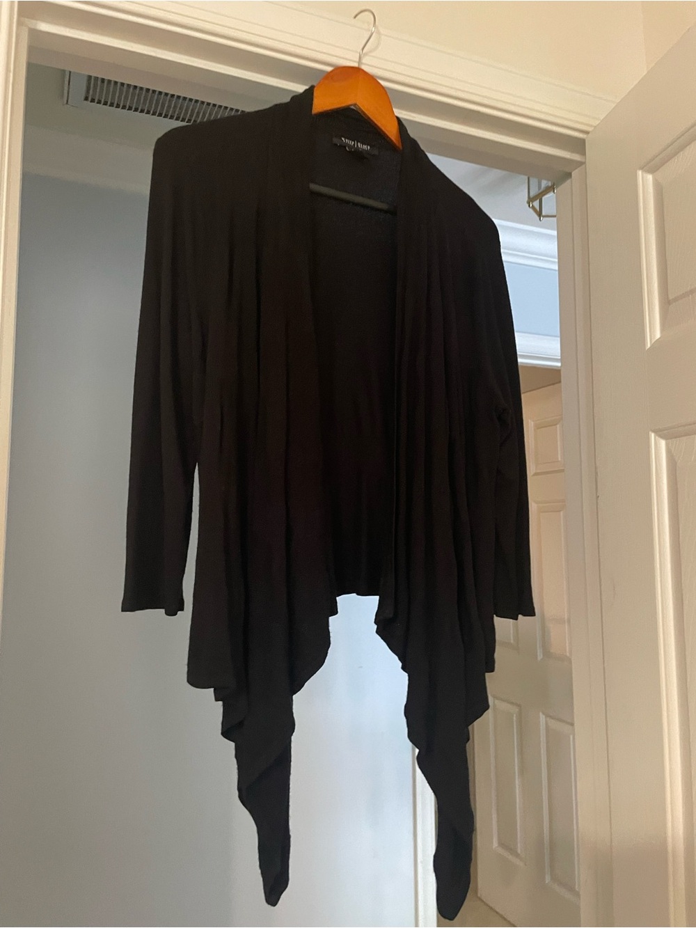 White House Black Market Black Draped Waterfall Cardigan